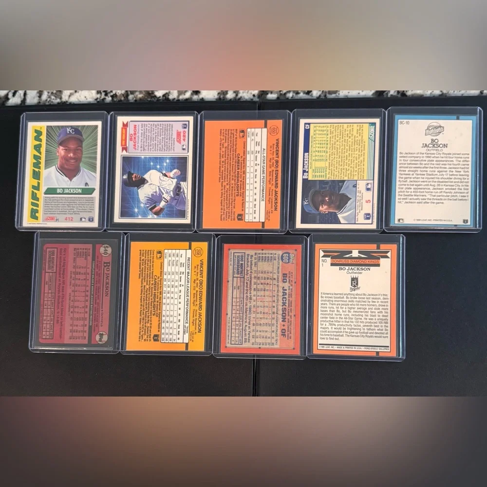 Bo Jackson Vintage Baseball Card Lot – Donruss, Topps, Score, 9 cards - Picture 2 of 15